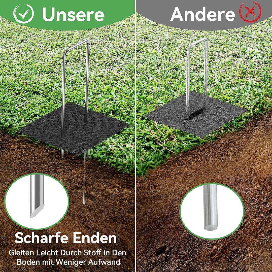 Graxury 200 Stück 20cm Ø 3mm Schwere Gartennägel Stahlpfähle - Verzinkte Stahlklammern zur Sicherung