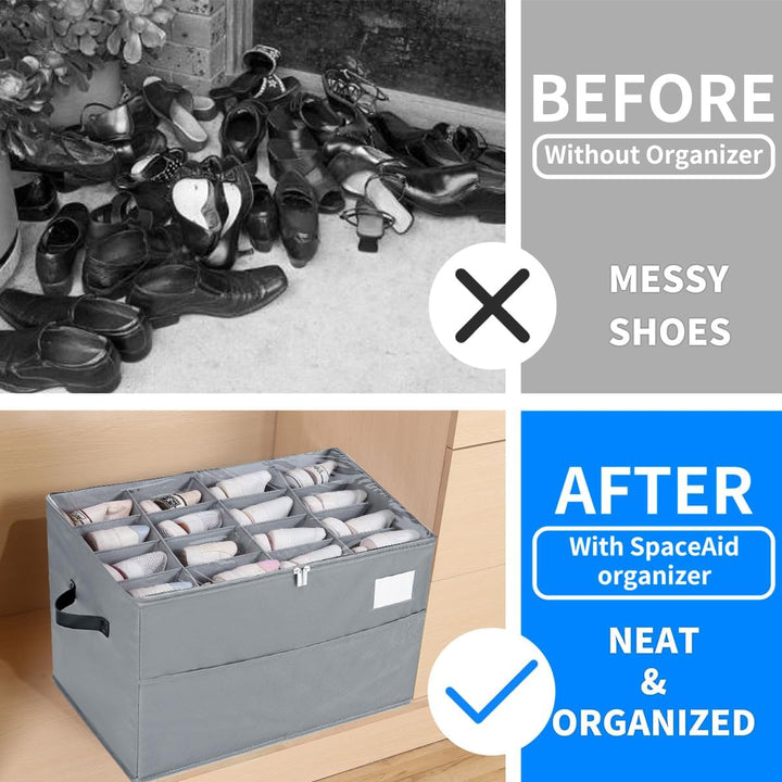 Schuhorganizer für Closet, Passt 16 Paare, grosse Schuhschrank, Schuhbox mit Durchsichtigem Deckel,