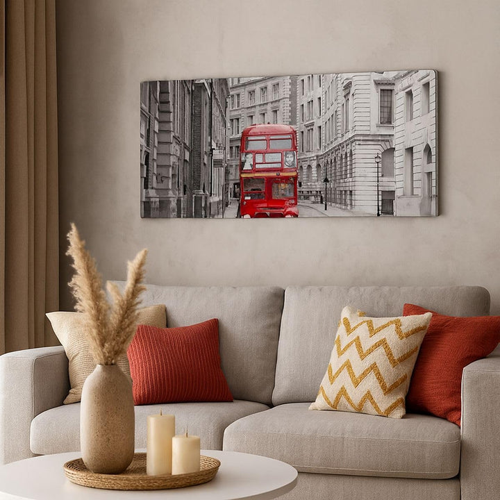 Panorama Bilder auf Leinwand 100x40cm Leinwandbild Bus england urlaub london Gross Wanddeko Bild Sch