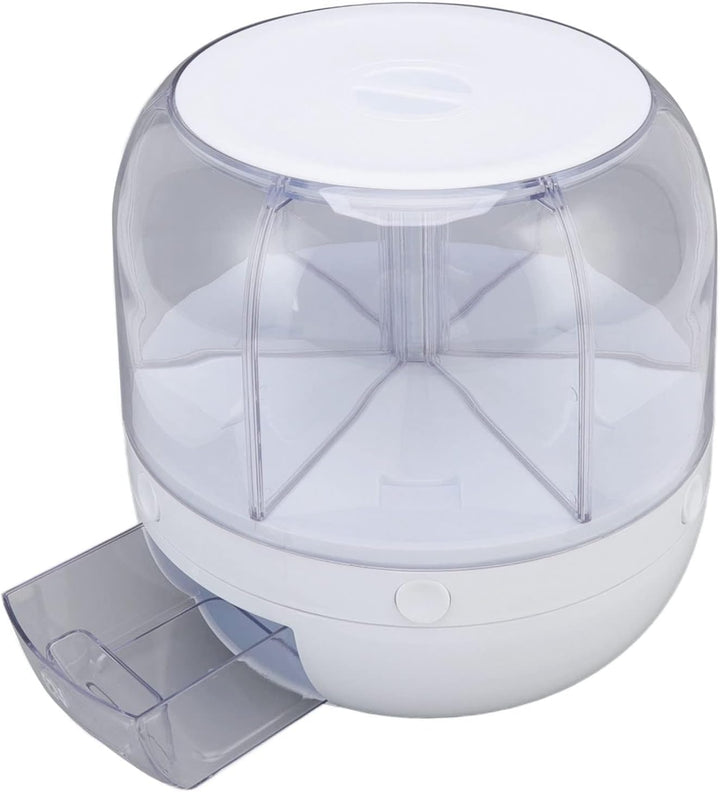 Reis- und Getreidebehälter, 6 Fächer, 360° Drehbarer Getreidespeicher, Lebensmittelspender mit Decke