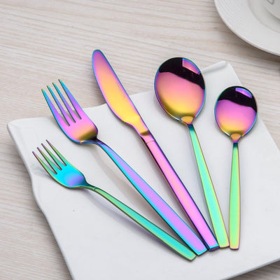 Berglander 30 Stück Titanium Regenbogen Farbe Plated Besteck, 30 Stück bunte Besteck Set, Multi Farb