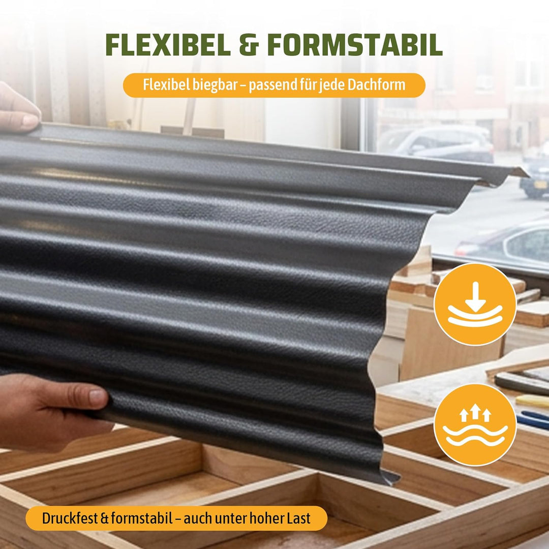 Thanaddo Wellplatten Anthrazit, 22er Set Wellplatte Dach Kunststoff Welldach mit Schrauben, wetterfe