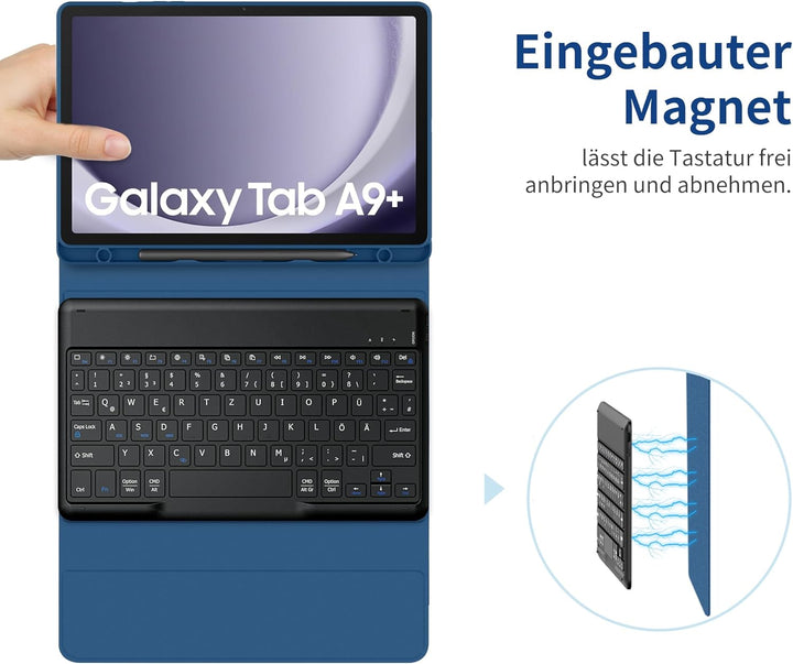 EasyAcc Tastatur Hülle Kompatibel mitSamsung Galaxy Tab А9 Plus 2023 11 Zoll mit Schutzfolie, [QWERT
