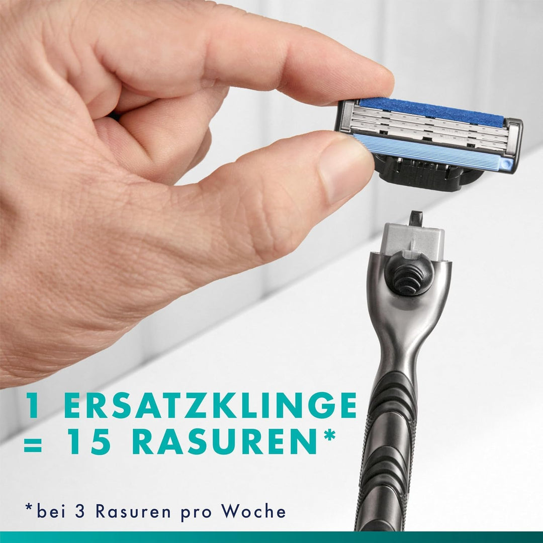 Gillette Mach3 Basis Rasierer für Männer, 1 Gillette Rasierer, 6 Ersatzklingen, Mit Gleitstreifen fü