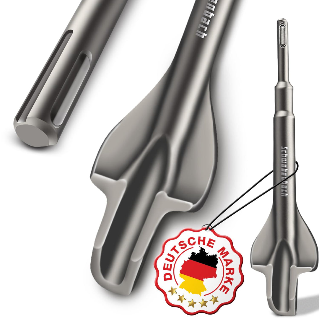 SCHWABENBACH ® Flügelmeissel SDS Plus 60 x 250mm - Ideal zum Kabelkanäle ziehen und Verteiler- / Ste