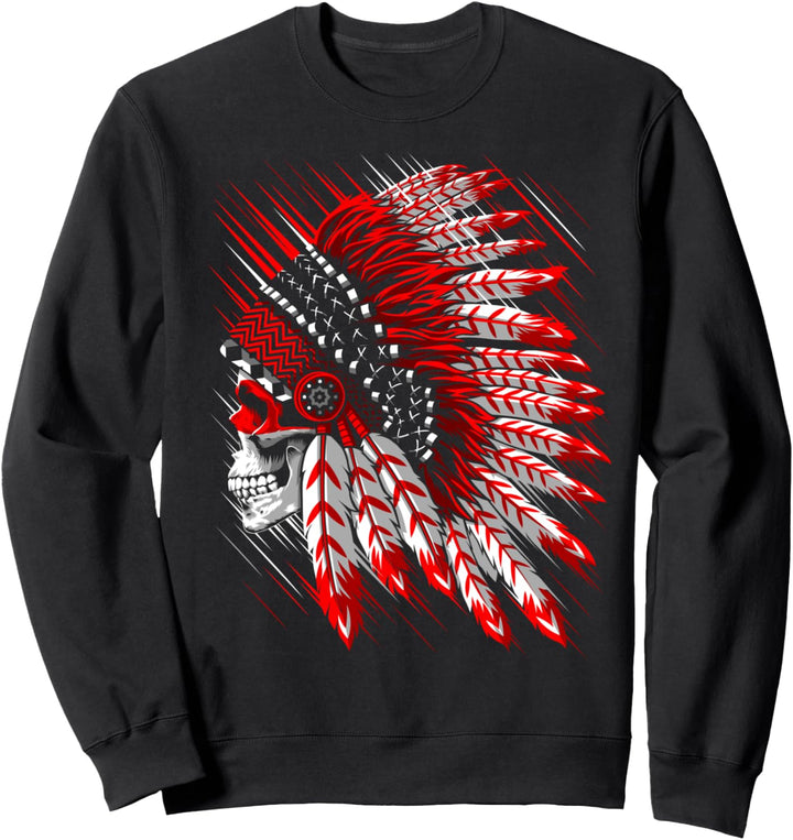 Indian Chief Skull der Frauen gebürtiger comanche Amerikaner Sweatshirt