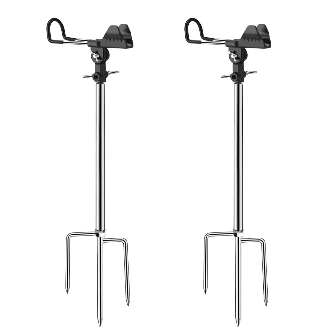 2 Stück Angelrutenhalter Edelstahl, 360° Verstellbar, Abnehmbar & Leicht Tragbar, Universal Rutenhal