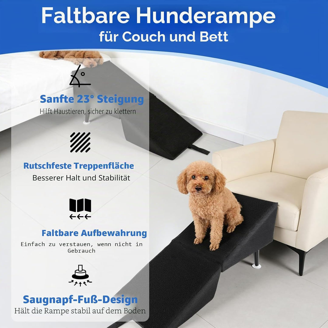 Hundetreppe Klappbar, rutschfeste Hunderampe &amp; Weiche Haustiertreppe für Baumwolle &amp; Leinen für Sofa