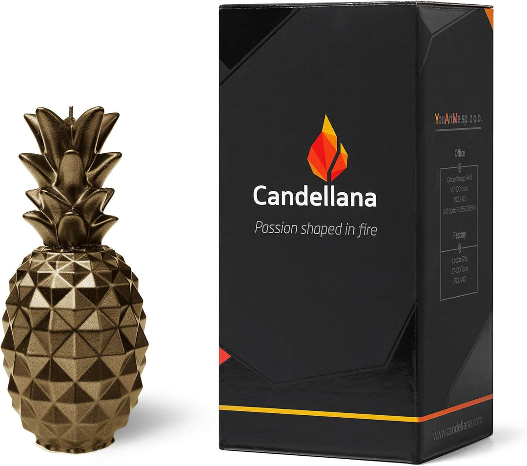 Candellana Ananas Paraffinkerze 100x100x210 mm - Messing Kerze Dekorativ - Kerzen Aesthetic 3D - Can
