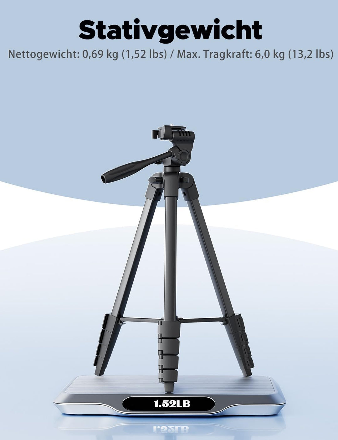 Stativ, Lusweimi 153 cm Kamerastativ für iPad Pro & iPhone Kompatibel mit Tablet/iPad Pro 12,9 Zoll/