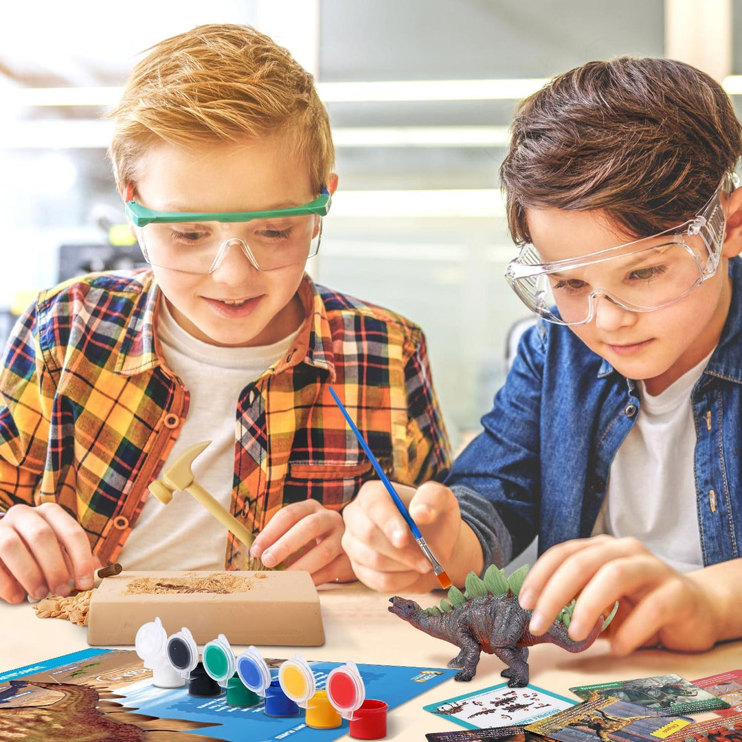 EGGBOX Dinosaurier Skelett Ausgrabungsset für Kinder, 2-in-1 Stegosaurus Dino Dig & Malset, Dinosaur