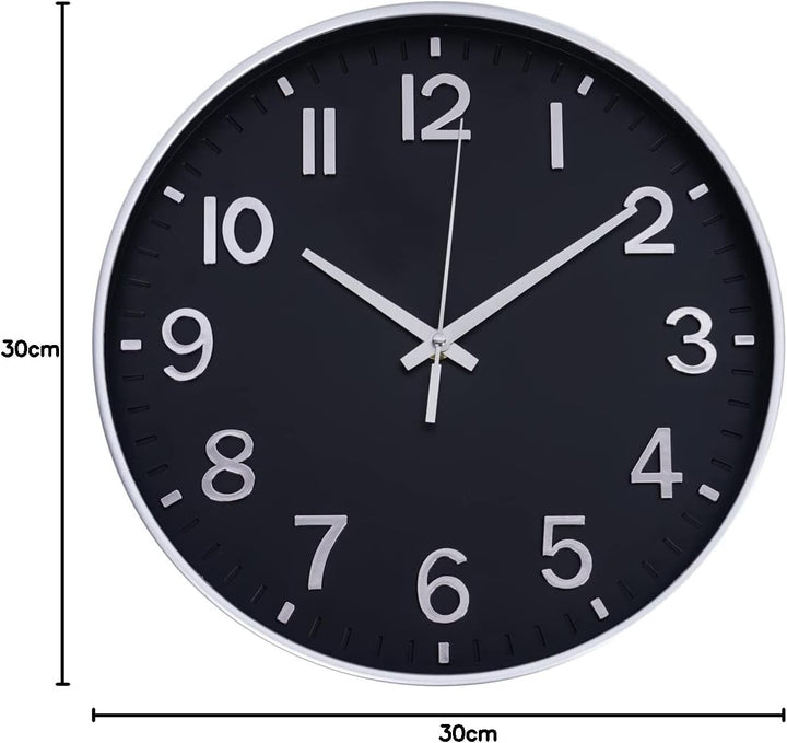 HZDHCLH Funkuhr 30 cm Grosses Ziffernblatt Wanduhr Geräuschlos,Geeignet für Schule, Zuhause, Wanddek
