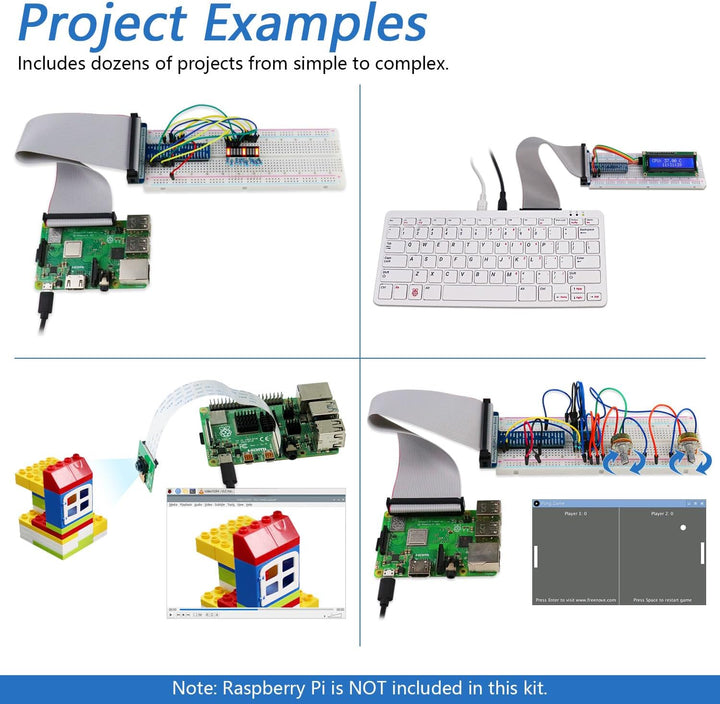 FREENOVE Complete Starter Kit for Raspberry Pi 4 B 3 B+ 400, Python C Java Scratch Code, 708-Page Tu