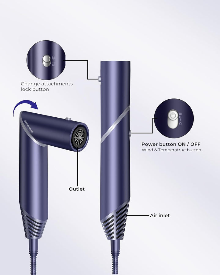Airstyler Hairstyler 5 IN 1, 1000W Warmluftbürste Set, Hairstyler mit Ionen Föhnbürste, Lockenstab A