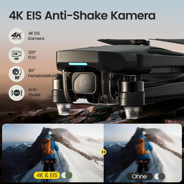 Holy Stone GPS Drohne mit Kamera 4K EIS für Erwachsene, HS175G RC Quadrocopter mit 60 Min, Lang Flug