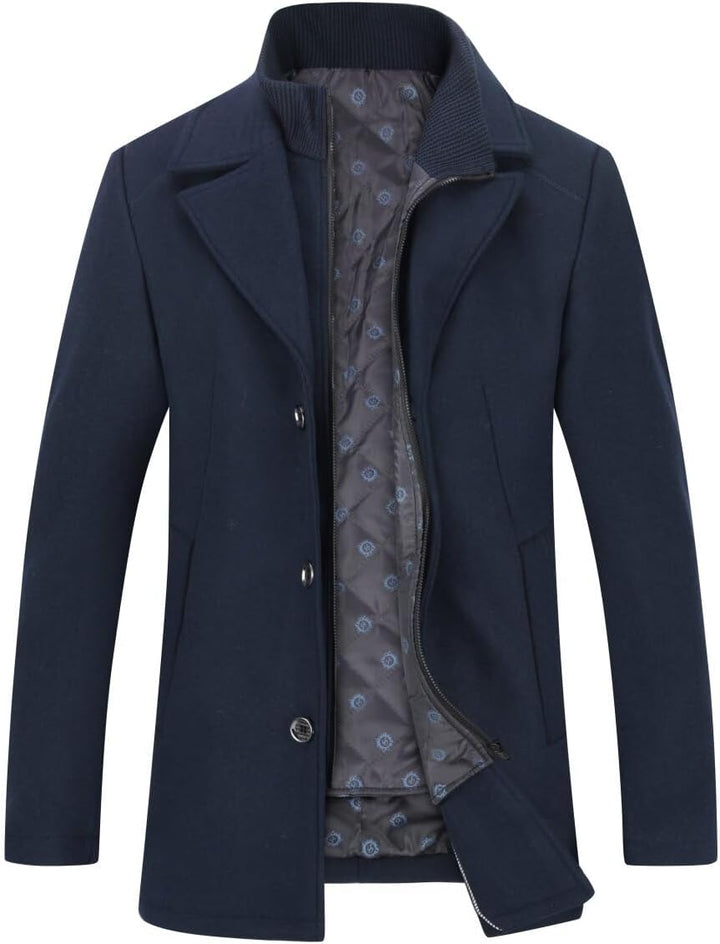 YOUTHUP Herren Mantel mit Steppweste Winter Wollmantel Wolle Slim Fit Übergangsmantel Outdoor Winter