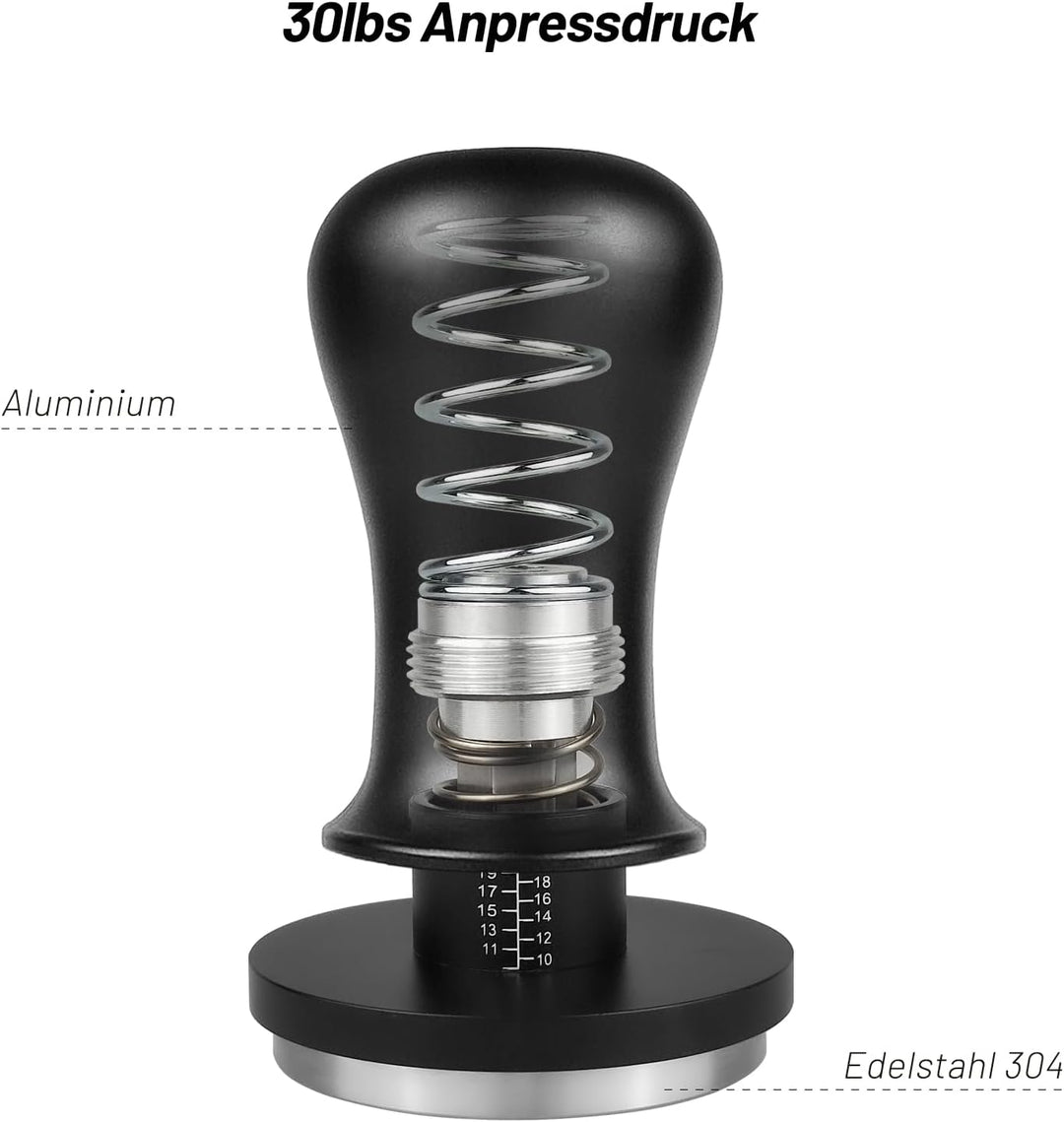 NOTSEK Tamper 54mm, 30lbs Druckregulierend Kaffee Tamper, Feder Tamper 304 Edelstahl Basis, Espresso