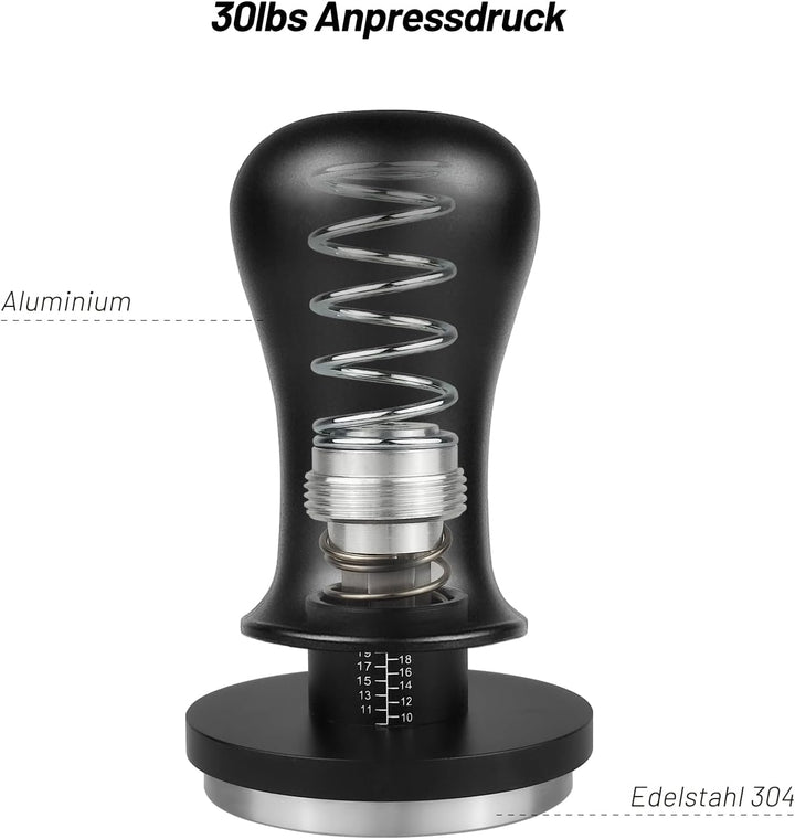 NOTSEK Tamper 54mm, 30lbs Druckregulierend Kaffee Tamper, Feder Tamper 304 Edelstahl Basis, Espresso