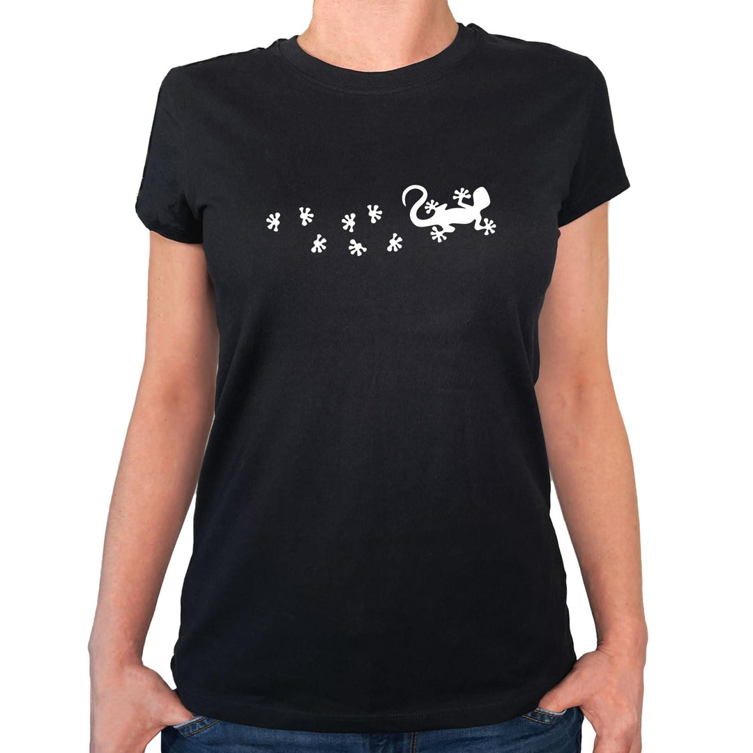 Damen T-Shirt Gecko Tapsen Geschenk Oberteil Grösse XS-XXL Bio Baumwolle Fairtrade Gecko Geschenkide