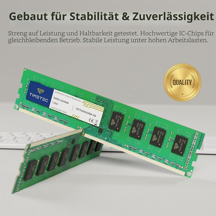Timetec 8 GB DDR3 1333 MHz PC3-10600 Non-ECC Ungepuffert 1,5 V CL9 2Rx8 Dual Rank 240 Pin UDIMM Desk