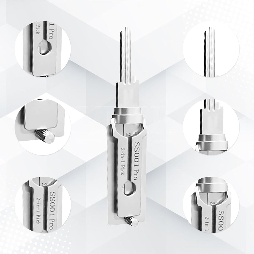 SS001 Dietrich-Werkzeug für Doppelrillentürschloss Pro, Edelstahl | Stainless Steel Key, 2-in-1-Deco