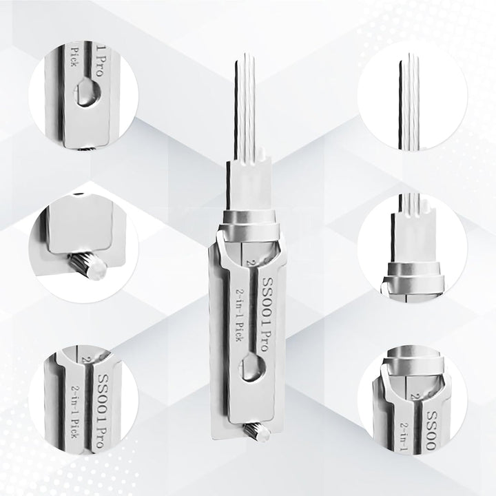 SS001 Dietrich-Werkzeug für Doppelrillentürschloss Pro, Edelstahl | Stainless Steel Key, 2-in-1-Deco