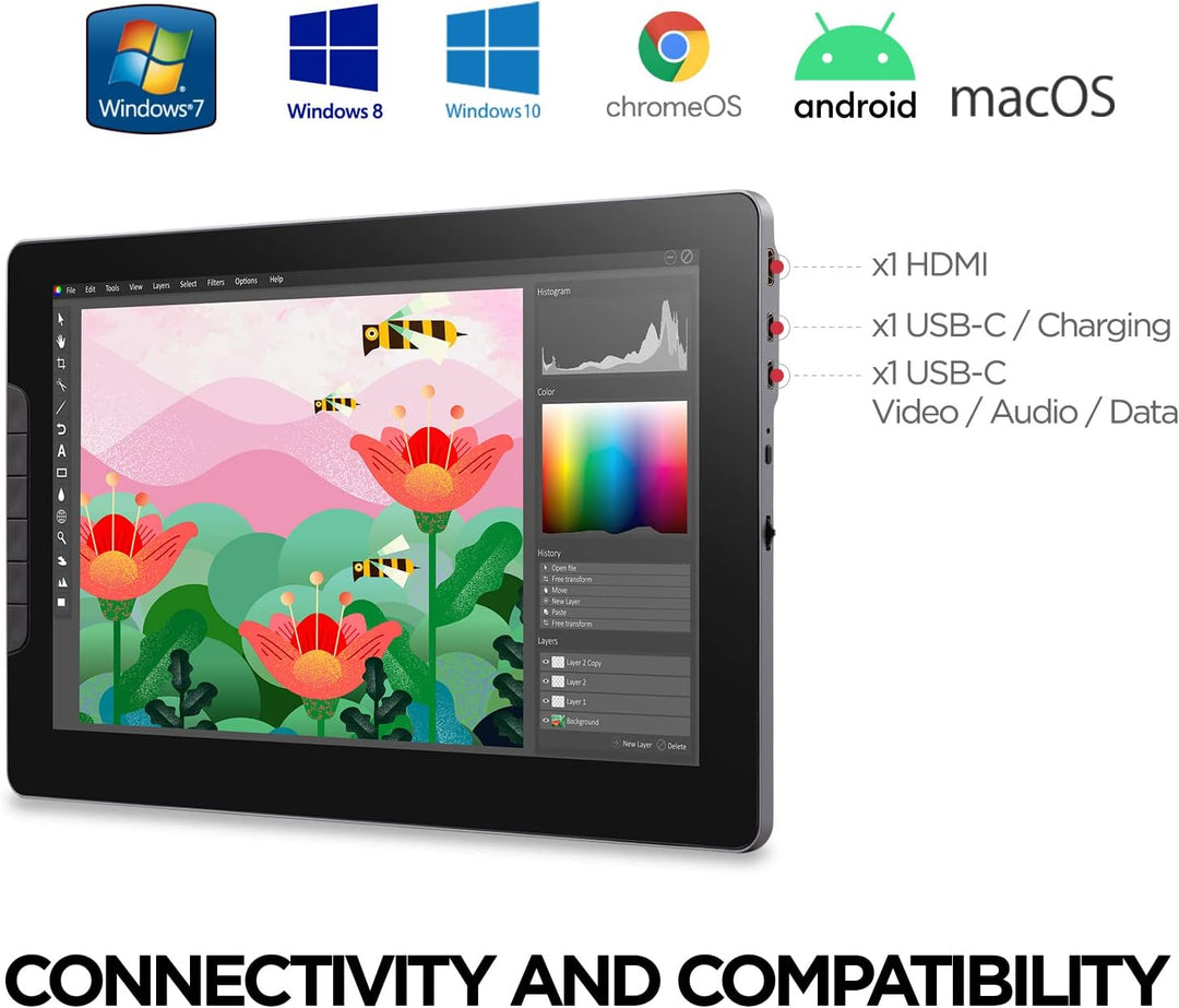 Viewsonic ID1330 (33,7 cm) (13,3 Zoll) PenDisplay Tablet zum Zeichnen und Schreiben (Full-HD, IPS Di