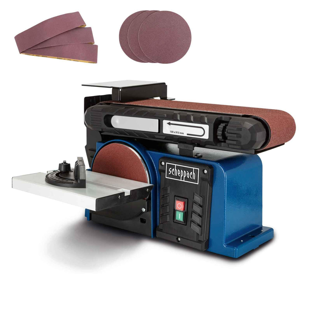 Scheppach Band-Tellerschleifer BTS900 mit Zubehör | Schleifmaschine mit 370W | 230V | 2850 min-1 | S
