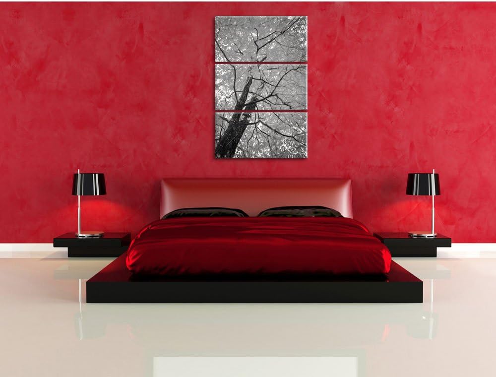 Pixxprint Feurige Hebstblätter Kunst Kohle Effekt 3-Teiler Leinwandbild 120x80 Bild auf Leinwand