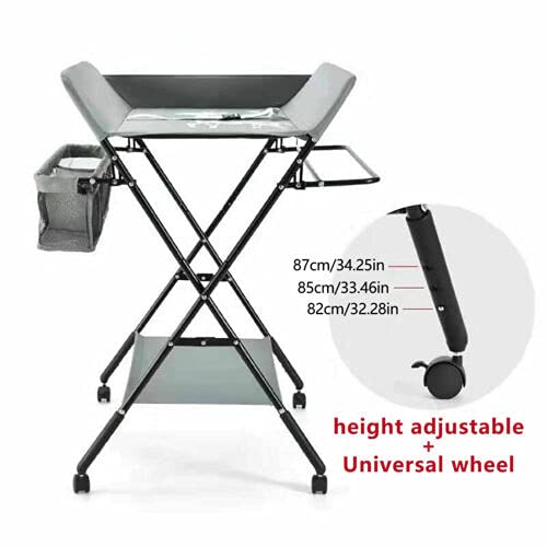 Klappbare Wickelkommode höhenverstellbar Klappwickeltisch mit/ohne Rollen, Mobile Wickeltisch mit Wi