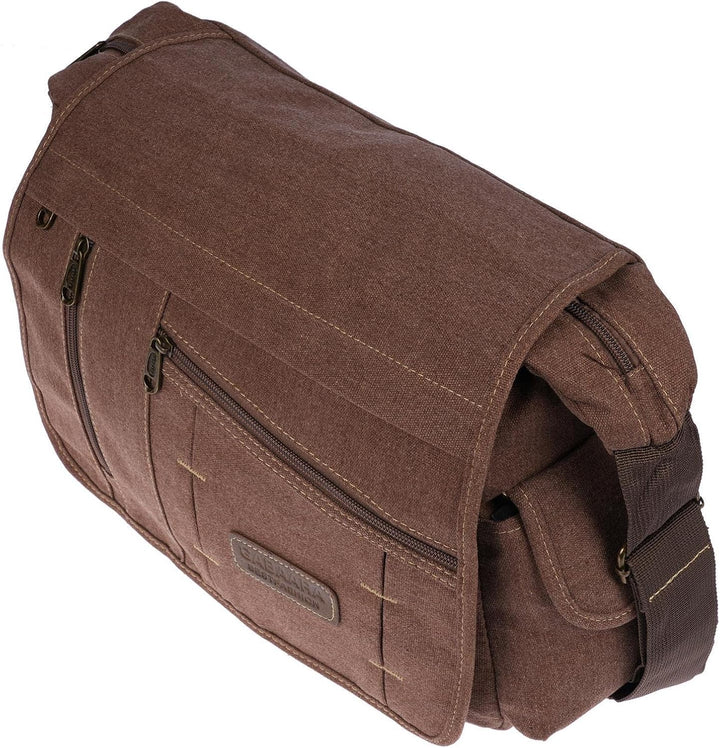 Christian Wippermann grosse XL Herren Damen Tasche Umhängetasche Canvas Messenger Bag Braun, Braun