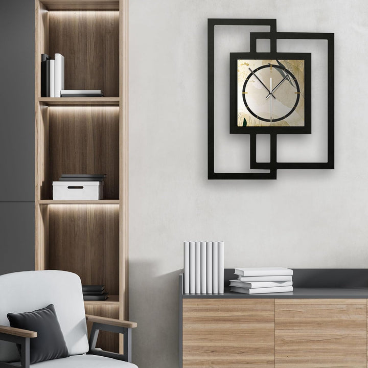 Kreative Feder Designer-WANDUHR „Elegant Leaves“ in modernem Metallic-Look ohne Tickgeräusche (Funk/