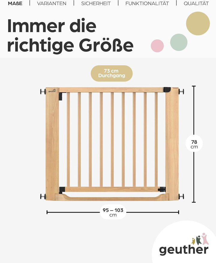 Geuther Easylock Flat Step Treppenschutzgitter ohne Bohren 95-103 cm Breite, Türschutzgitter zum Kle
