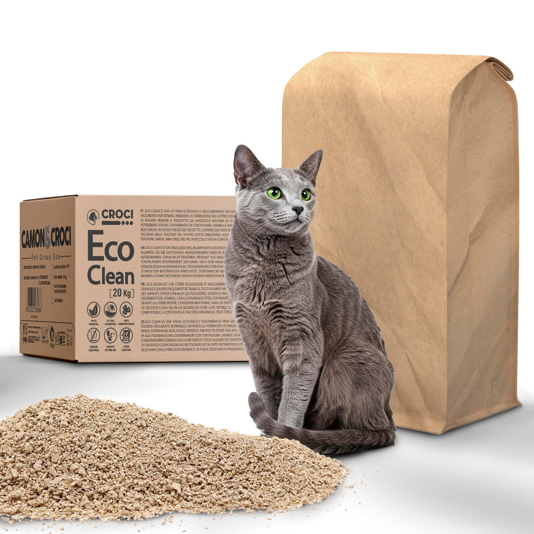 Croci Eco Clean Katzenstreu, klumpend, biologisch abbaubar, 100% pflanzlich, langanhaltend, geruchsh