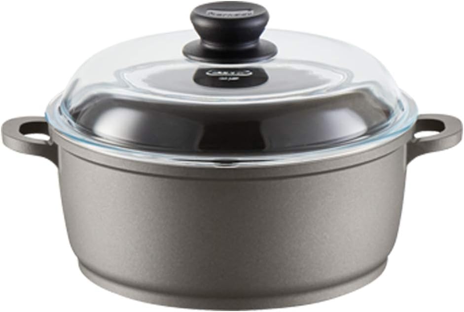 Berndes BONANZA Kochtopf mit Glasdeckel, inkl. Silikon-Thermogriffe, 20 cm, robuster Aluguss, Antiha