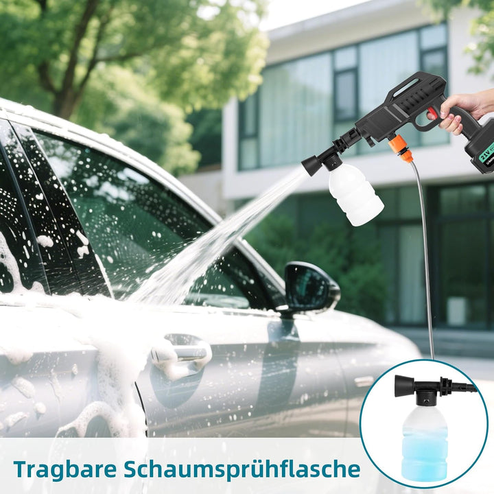 Akku Hochdruckreiniger, 100bar Pressure Washer, Mobiler Hochdruckreiniger Mit 6-IN-1 Düse, 5M Schlau