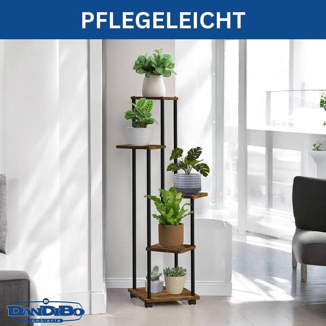 DanDiBo Blumentreppe Indoor Metall Schwarz 5 Etagen 96580 Blumenregal Pflanzenständer Modern Blumens