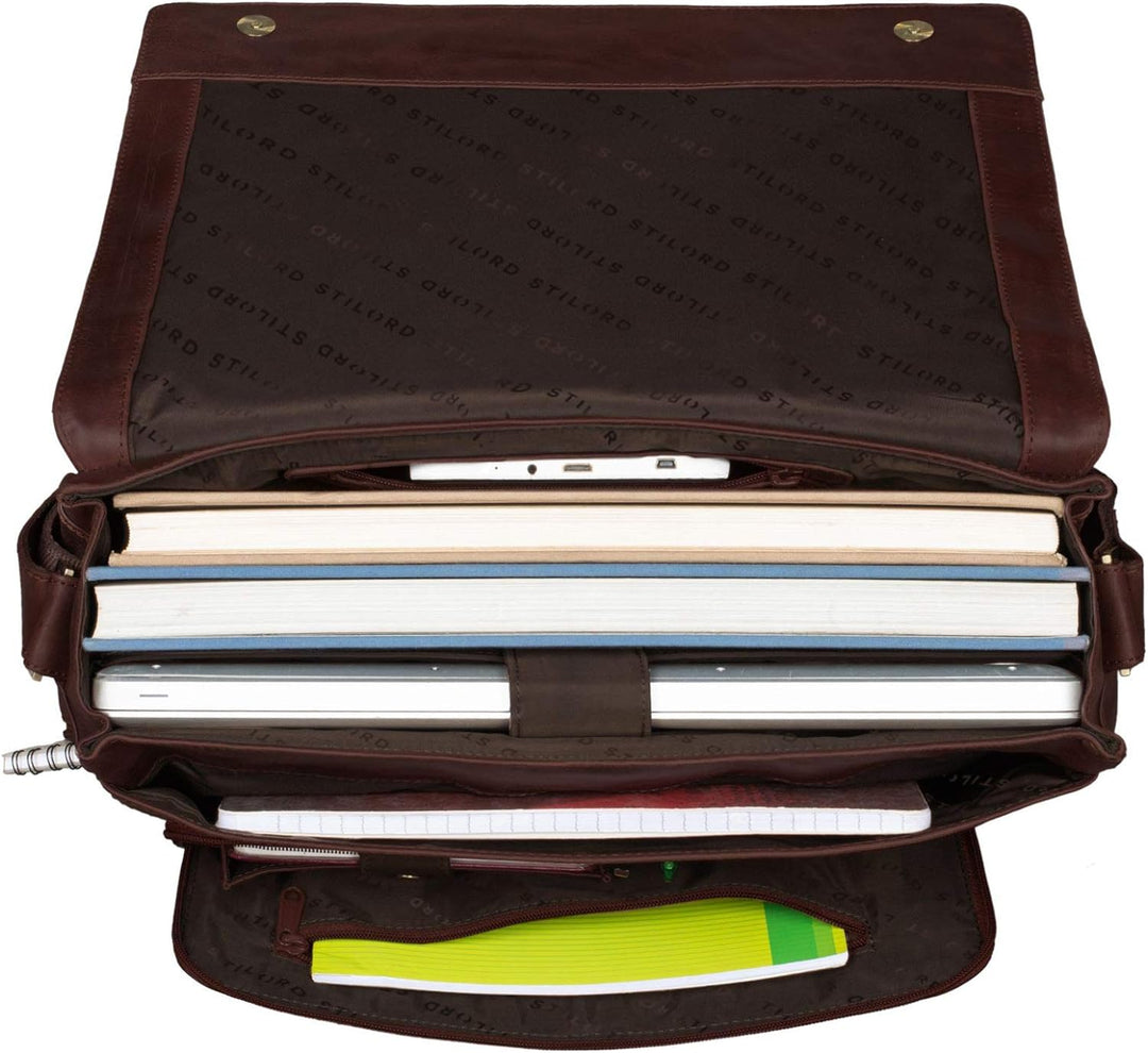 STILORD 'Jan' 15,6 Zoll Laptoptasche Leder Herren Damen Umhängetasche Unitasche Aktentasche Freizeit