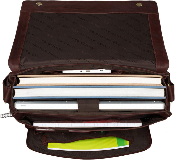 STILORD 'Jan' 15,6 Zoll Laptoptasche Leder Herren Damen Umhängetasche Unitasche Aktentasche Freizeit