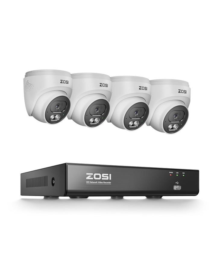 ZOSI 4K PoE Überwachungskamera Set Aussen, 4X 8MP Kameras mit 2-Wege-Audio | 8CH NVR ohne HDD, Perso