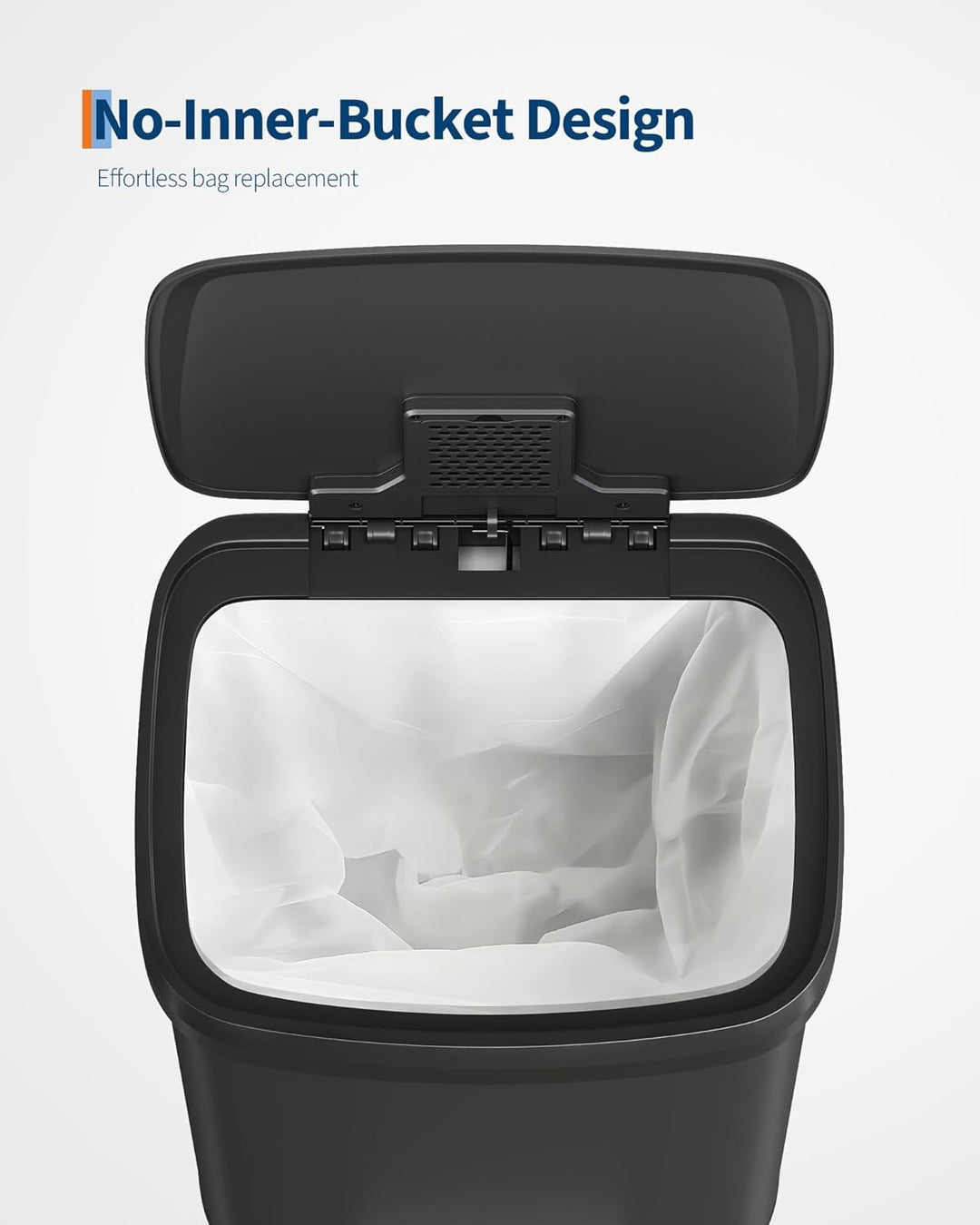 GarveeHome 50L Metall Mülleimer mit Deckel, grosser Tretmülleimer, Mülleimer Küche, rostfrei, mit Be