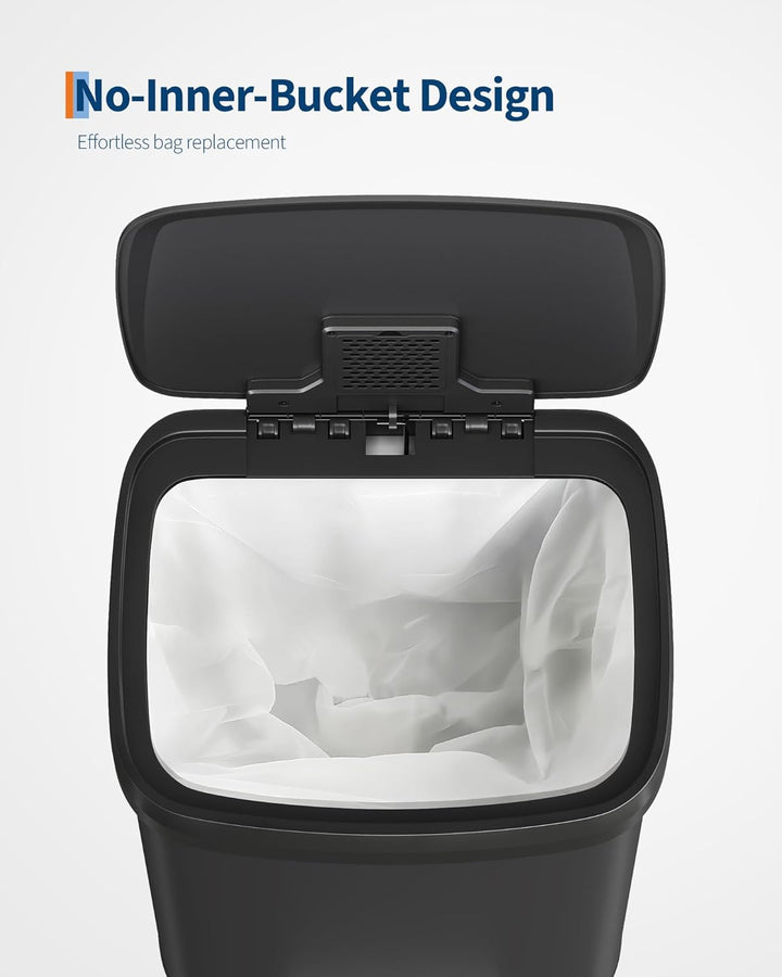 GarveeHome 50L Metall Mülleimer mit Deckel, grosser Tretmülleimer, Mülleimer Küche, rostfrei, mit Be