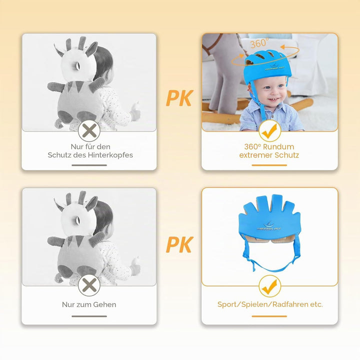 IULONEE Baby Helm Kleinkind Schutzhut Kopfschutz Baumwolle Hut Verstellbarer Schutzhelm Blau, Blau