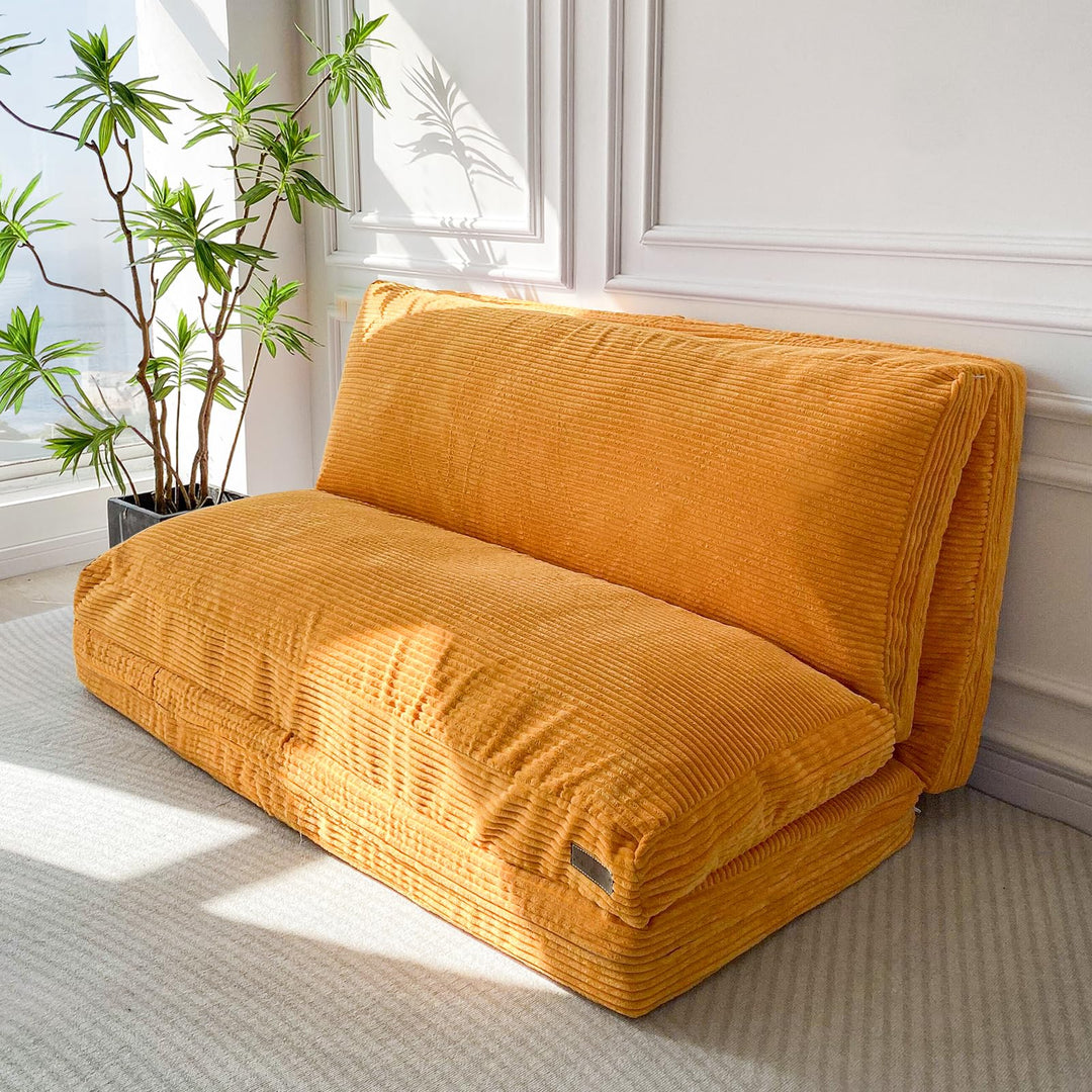 MAXYOYO Sitzsack-Bett, faltbar, Cordsamt, Schlafsofa, Bodenmatratze für Erwachsene, extra dick, 4-Fa