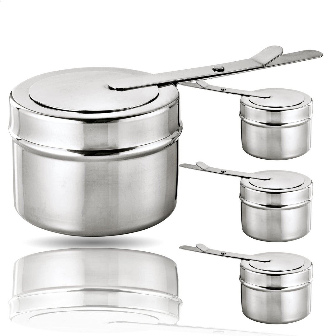 Kerafactum® 4 Stück Brennbehälter Brennpaste Brennpastenbehälter Behälter für Fleisch Käse Fondue Sp