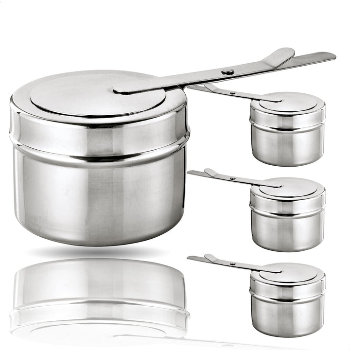 Kerafactum® 4 Stück Brennbehälter Brennpaste Brennpastenbehälter Behälter für Fleisch Käse Fondue Sp