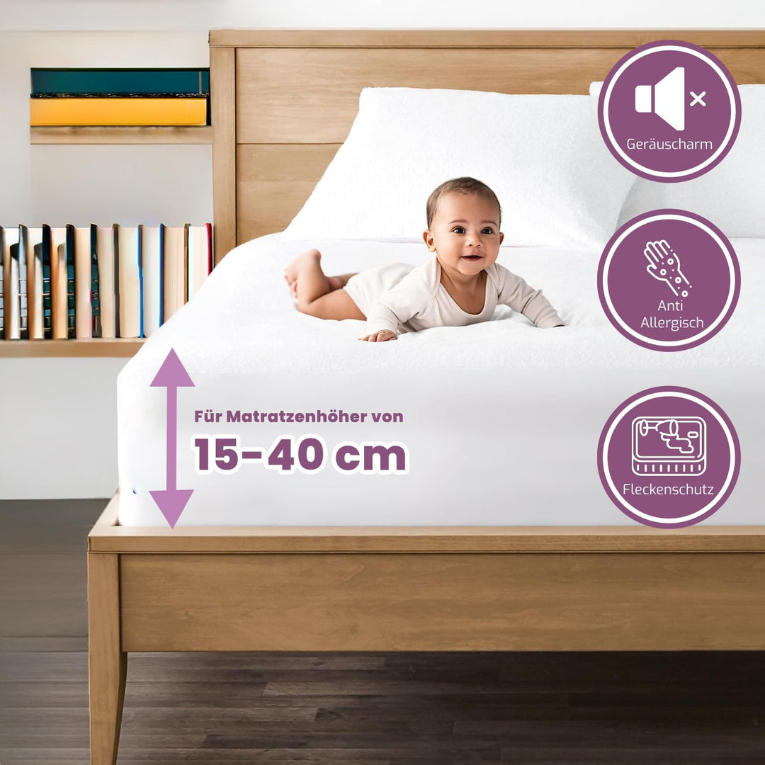 2er Set Matratzenschoner 70x140 Baby wasserdicht (Rundum-Gummizug)- Inkontinenzunterlage waschbar, w