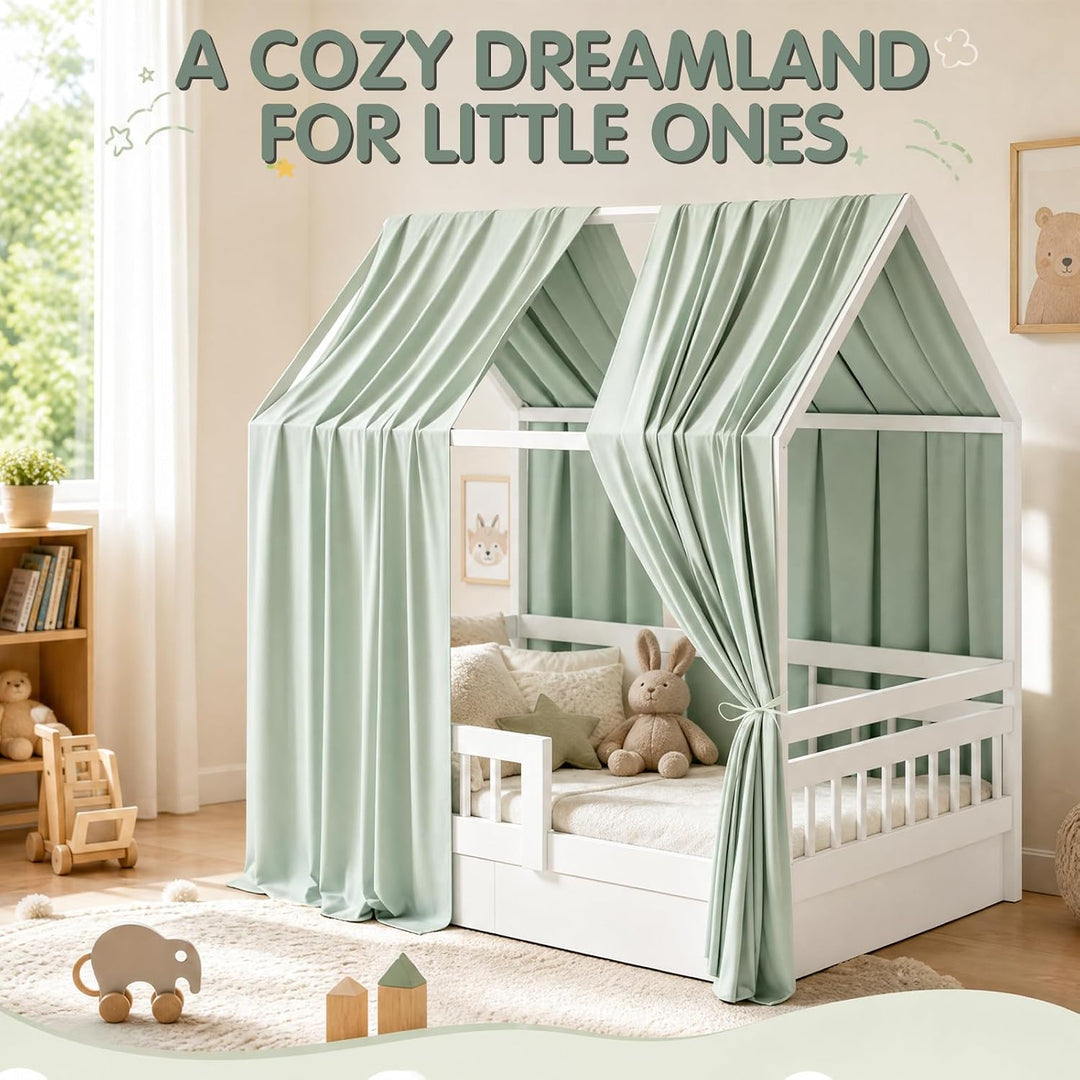 Hausbett Himmel, 2 Stück Betthimmel Hausbett Musselin für Hausbetten Mädchen &amp; Jungen, Bett Vorhang