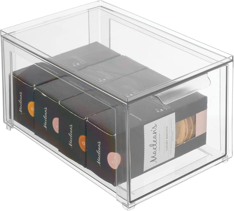 mDesign Schubladenbox – Stapelbox aus Kunststoff für Küchen- und Kühlschrank – Küchen Organizer für