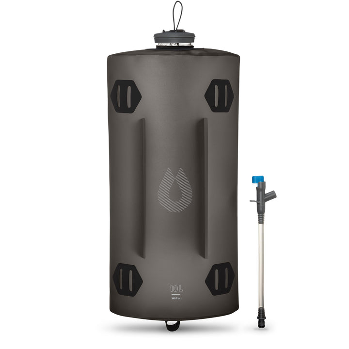 HydraPak Seeker - Faltbarer Wasserspeicher (10L) - BPA- und PVC-freier Camping Trinkrucksack - Grau
